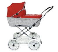 Eichhorn cesta de mimbre de estructura de carrito con correa de piel color blanco rojo rojo