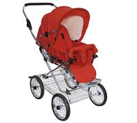 Eichhorn - Cochecito deportivo con estructura de piel y ajuste de altura de empuje, dirección de visión intercambiable, tela roja (ECCO)