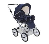 Eichhorn - Cochecito deportivo con estructura de piel y ajuste de altura de empuje, dirección de visión intercambiable, tela azul marino (ECCO)