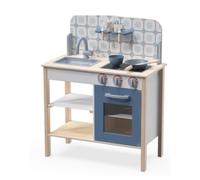 Eichhorn Cocina Infantil con Fregadero, fogones, Horno y Accesorios, promueve el Juego de rol y la Creatividad, de Madera, Color Blanco, a Partir de 3 años