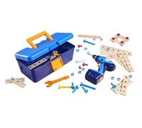 Eichhorn Construct - Caja de Herramientas de 65 Piezas con Taladro, Tornillos, Brocas y componentes, combinable con Todos los Juegos, Madera certificada FSC, a Partir de 3 años
