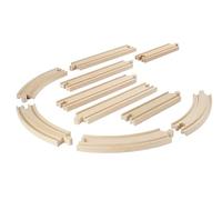 Eichhorn Ferrocarril 100006403 - Juego de rieles (10 Piezas, Madera de Haya certificada FSC, se Puede Instalar con Otros Sistemas ferroviarios), Multicolor