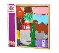 Eichhorn - Juego de animales en caja de madera, 14 animales para plegar en forma de rompecabezas, también se puede utilizar como figuras de juego, promover la motricidad fina, en caja de almacenamiento, de madera de pino, a partir de 1 año