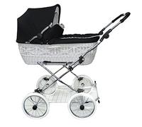 Eichhorn mimbre de cochecito con correa de piel estructura con - öhen deslizante ajuste - Cesta de mimbre color blanco negro negro