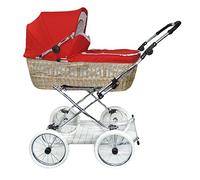 Eichhorn mimbre de cochecito con correa de piel estructura con - öhen deslizante ajuste - Cesta de mimbre natural rojo rojo