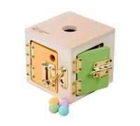 Eichhorn Montessori Cubo de Aprendizaje con Cerraduras, Madera, +3 | Cubo Montessori de madera FSC; 4 cierres diferentes; motricidad y autonomía; +3 años