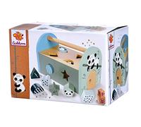Eichhorn Caja de juguete Panda Line – 9 piezas, 8 bloques, puerta, de madera de abedul