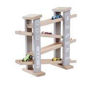 Eichhorn Pista de Carreras de Madera con 4 vehículos, 5 Piezas, promueve la observación y la motricidad, Madera de Haya certificada FSC, 33 x 30 cm, a Partir de 1 año