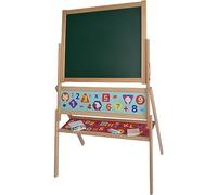 Eichhorn - Pizarra magnética de pie, pizarra infantil con 48 letras magnéticas, 10 tizas, esponja, se puede escribir en ambos lados, con estante, giratorio, 60 piezas, 66 x 110 cm, de madera de haya,