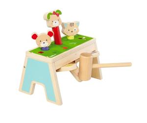 Eichhorn - Pop Up Juego de Golpear Friends con 3 Superficies de Juego de Colores y Martillo de Madera, Divertido Efecto Sorpresa para Horas de diversión, 13 x 19 cm, de Madera de Abedul 100%