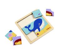 Eichhorn Puzzle divertido en el marco: rompecabezas de 10 piezas con león y ballena para promover la motricidad, la concentración y la imaginación, colorido puzzle de madera con marco de colocación, a