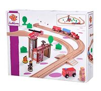 Eichhorn Rienenbahn 100006205 - Juego de Bomberos (33 Piezas, 295 cm de Longitud, Madera de Haya certificada FSC, se Puede Instalar con Otros Sistemas ferroviarios