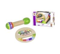 Eichhorn - Set de música de 2 piezas, incluye anillo de agarre con campanas y varilla con sonido, coloridos instrumentos musicales de madera, de 1 año, multicolor
