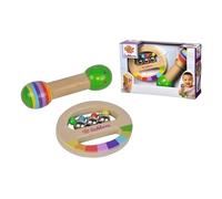 Eichhorn - Set de música de 2 piezas, incluye anillo de agarre con campanas y varilla con sonido, coloridos instrumentos musicales de madera, de 1 año, multicolor