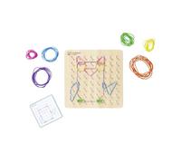 Eichhorn Tablero Montessori de geometría, con Gomas y Clavos, Madera FSC, 48 Tarjetas, Juego de motricidad y lógica, Desde 4 años (100006050)