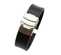 Eichmüller Correa de silicona para reloj en 18/20/22 mm, cierre desplegable, color negro y naranja, 18 mm, Silicona, Ninguno