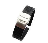 Eichmüller Correa de silicona para reloj en 18/20/22 mm, cierre desplegable, color negro y naranja, 22 mm, Silicona, Ninguno