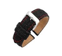 Eichmüller Correa de tela vaquera en 20 y 22 mm, color negro y azul, 20 mm, Piel de becerro, Ninguno