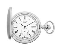 Eichmüller Since 1950 - Reloj de bolsillo con mecanismo de cuarzo, pequeño segundero y fecha, incluye cadena, Plata pulida.,