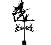 EICOFF Veleta con Forma de Bruja y Gato, Hierro Fundido, Escena de Granja, Veleta con Revestimiento antioxidante, indicador de dirección del Viento para jardín, Patio, Patio