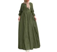Eid Dress Abaya - Ropa de oración musulmana de manga larga para mujer, estilo casual, caftán (2), verde, M