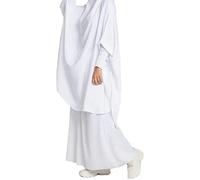 Eid Dress - Bata musulmana para mujer, estilo informal, liso, estilo abaya, caftán árabe, de dos piezas, suave y elegante, conjunto de falda superior, oración, blanco, Altoa única