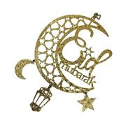 Eid Festival Moon and Star Wood Presing Decorative Front Door Colgante Colgante De Colgantes Ornamentos Familia Family Decoration Party Y Event Decoration