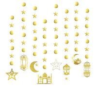 Eid Garland Gold Ramadan Garland Star Shining Star Moon Lantern para Eid Party Decoration Golden