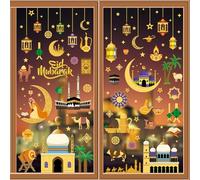 Eid Mubarak Ramadan Decoracion Pegatinas Ventana Eid Mubarak Ramadán Kareem Pegatinas Ventana Vidrio Estrellas Linterna Luna Reutilizables