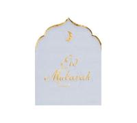 Eid Mubarak - Servilletas de papel (23 x 30 cm, 12 unidades, desechables, 3 capas, para Ramadán y Eid, servilletas de papel para el día a día), color blanco y dorado