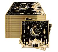 Eid Mubarak Servilletas de Ramadan,Eid Mubarak Decoración de Ramadan - ¡Celebra el Espíritu de Ramadán con Nuestras Servilletas - Elegantes y Prácticas Servilletas Doradas y Decorativas para Decoupage