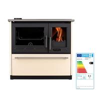 EIDER BIOMASA - Cocina de Leña con Horno Iron Steel - 10,08 kW - Calienta hasta 170 m³ - Medidas 89x61x85 cm - Estilo Tradicional - Color Crema
