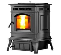 EIDER BIOMASA Estufa de Leña ANTARES IRON con Horno - 24,28 kW - Fundición Completa - Horno Superior - Hasta 305 m³ - 91 × 59 × 61 cm - Clase Energética A