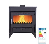 EIDER BIOMASA - Estufa de Leña Capri - 17,05 kW - Compacta 89x44x68 cm - hasta 297 m³ - Cámara Amplia para Troncos Grandes - Hierro Fundido - Alta Eficiencia Energética Clase A - Visión del Fuego