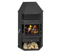 EIDER BIOMASA Estufa de Leña Esquinera LINAM - 10,6 kW - Compacta 121 × 53 × 68 cm - Para Troncos Grandes - Hasta 170 m³ - Clase Energética A