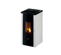 EIDER BIOMASA - Estufa de Pellets PEGASO 8 Kw- Estufa de pellet bajo consumo - Depósito 15kg - Silenciosa - Doble Cámara- Sistema Cristal Limpio - automática - Superf calefac 150m3-Blanco