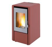 EIDER BIOMASA - Estufa de Pellets PETIT 6,5 Kw - Estufa de pellet bajo consumo - Capacidad depósito 13kg - Doble Cámara - Sistema Cristal Limpio - Automática - Superf calefac 110m3 - Color: Burdeos