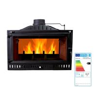 EIDER BIOMASA - Hogar de Leña HOGAR 90 Túnel - Fundición a Dos Caras 16,28 kW - Calienta hasta 337 m³ - Compacto 67x43x90 cm - Visión del Fuego Doble - Clase Energética A