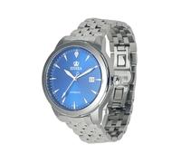 EIDIKA Reloj mecánico automático clásico para hombre, serie Masterpiece, calendario de fecha, manecillas luminosas, fondo de caja de exposición, resistente al agua, cuerda automática, esfera azul, 43