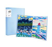 Eidoct 60 hojas A3 de almacenamiento de pintura de diamantes, 42 x 30 cm, protector de arte, carpeta transparente, libro de pintura, con 60 bolsillos transparentes (azul)