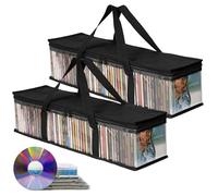 Eidoct Paquete de 2 cajas organizadoras de DVD apilables, capacidad para 80 discos cada uno, almacenamiento de medios de PVC resistente al agua para Blu-ray, juegos de PS4 y películas, capacidad de