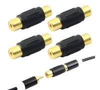 EIDUOVA 4 adaptadores RCA hembra, adaptador de embrague RCA Phono hembra, cable de extensión de audio, para altavoces, cable RCA, amplificador, DVD, VCD