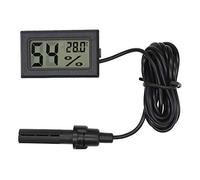 Eidyer Termómetro digital higrómetro, mini sonda incrustada, termómetros de temperatura y humedad medidor para incubadora de reptiles, acuario, oficina, sala de estar, negro, 4,8 x 2,8 x 1,5 cm