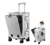 EIEAWEPLI Maleta Rígida Expandible Ligera con Ruedas Giratorias, Portavasos Y Puerto USB, Ideal para Viajes De Hombre Y Mujer (Plata, 20in)