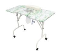 Eieblek Mesa de manicura plegable, mesa de uñas con aspiración, bolsa de transporte y ruedas, mesa de manicura móvil, para casa, estudio, peluquería, 95 × 48 × 72,5 cm (verde)