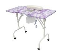 Eieblek Mesa de manicura plegable, mesa de uñas con aspiración, bolsa de transporte y ruedas, mesa de manicura móvil, para casa, estudio, peluquería, 95 × 48 × 72,5 cm (morado)