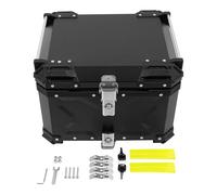 Eieblek Negro Universal Motocicleta Topcase, Caja Trasera de Motocicleta con Cerradura y 2 Llaves, Maleta de Aluminio Duro Impermeable Top Case, Maletín de Moto para Scooter (55L)
