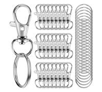 Eieenotee 200 Cierres de Pinza de Langosta de Metal con Llaveros, Clips para Llaveros y Anillos para Llaveros, Kit para Hacer Anillos para Llaveros para Manualidades