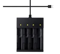 Eieenotee Cargador de Batería 4Bay Smart 18650, Cargador Universal para Linternas de Iones de Litio de 3,7 Voltios, Baterías Recargables 18650 para Faros Delanteros