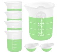 Eieenotee Juegos de 7 Vasos Medidores de Silicona, 1 Vaso de Silicona de 250 Ml, 4 Vasos Mezcladores Antiadherentes de 100 Ml, 2 Vasos con Molde de Silicona de 10 Ml